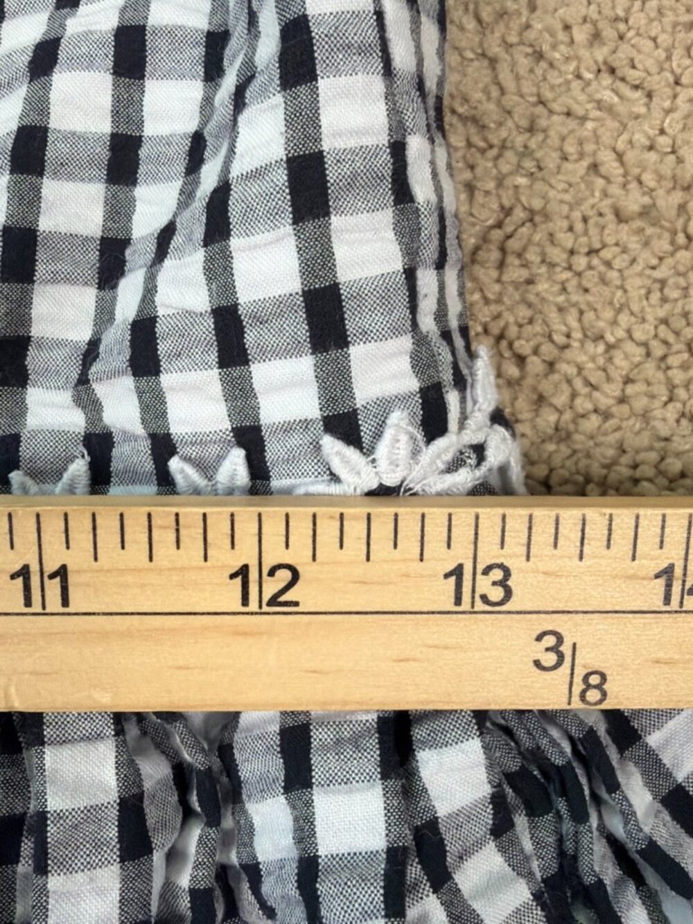 Vintage Kellys Kids Dress Girls 8 Black White Gingham Daisy Cottagecore Wedding - Picture 4 of 12
